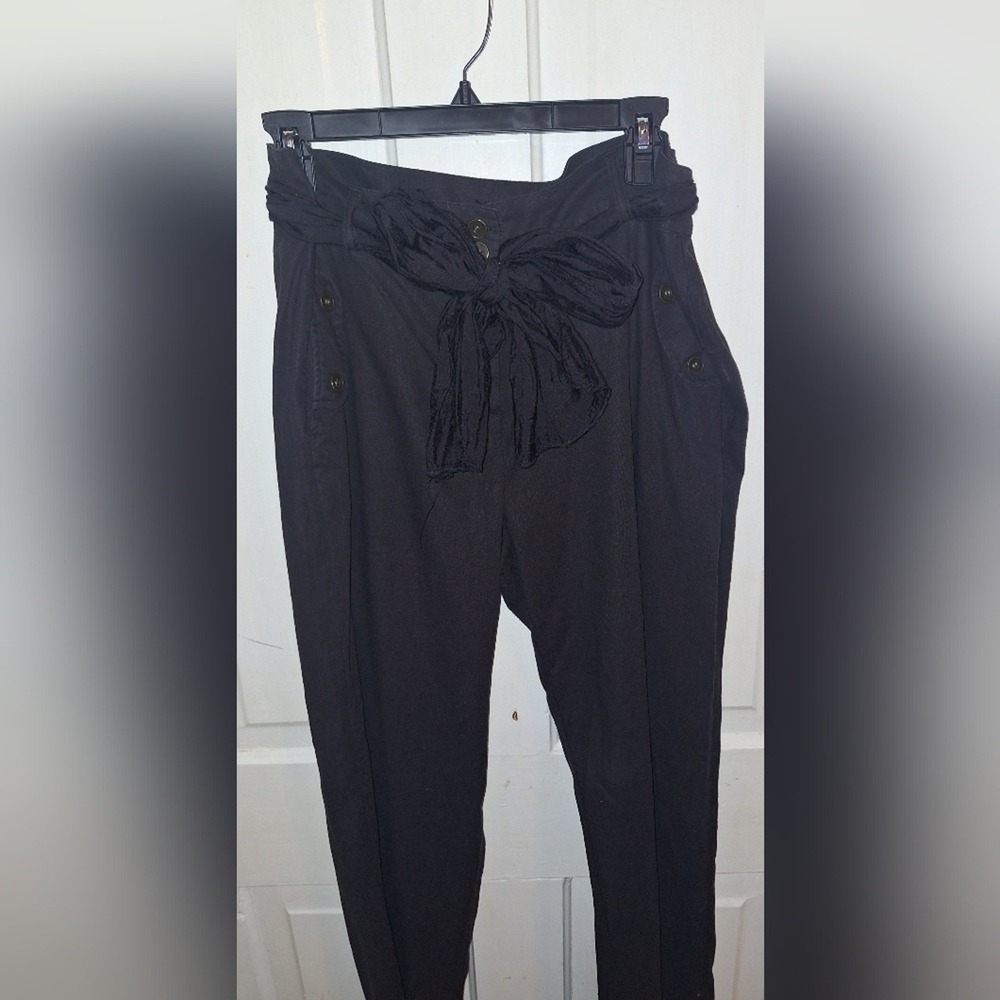 Venus Black Linen Blend Tie Waist‎ Sailor Style Pants Women's Size 12 - Picture 7 of 7